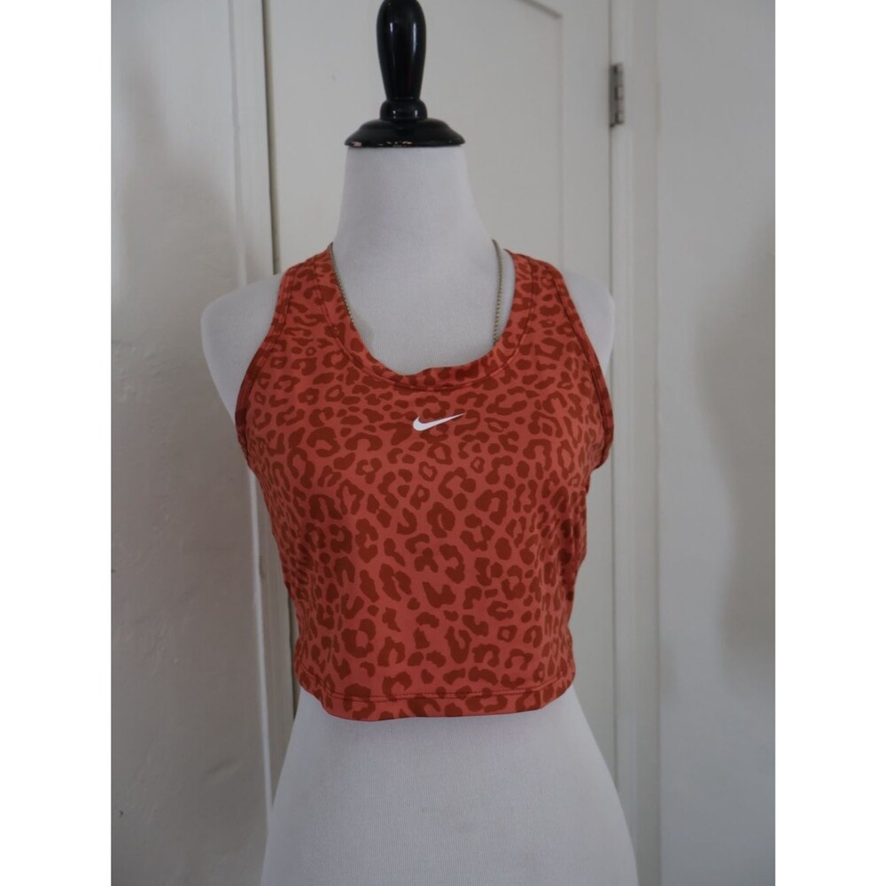 womens Nike Dri-FIT Animal Print Cropped Training Tank Scoop Neck Orange S